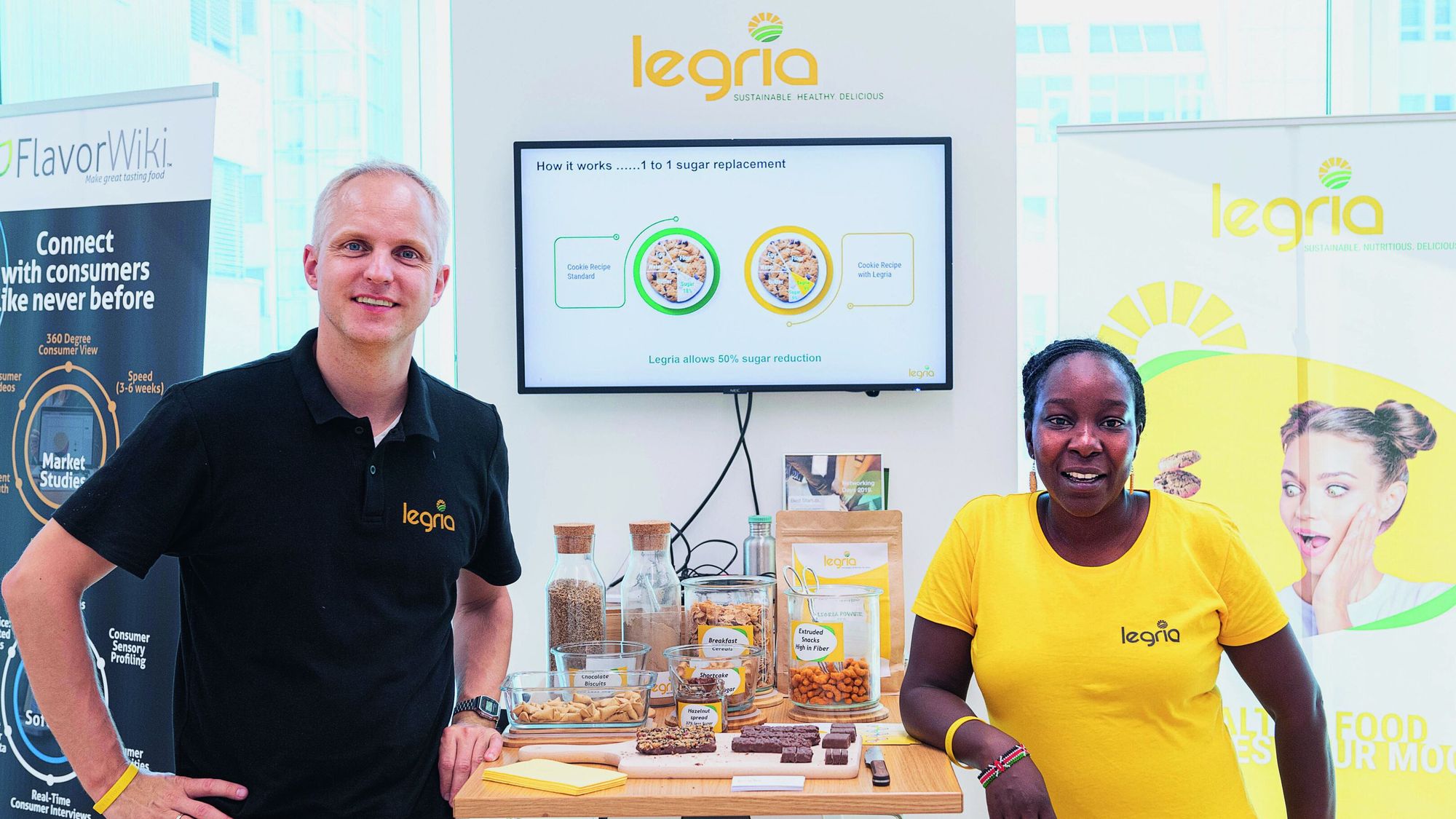 Carsten Petry und Mary Olwal präsentierten Legria während der Bühler Networking Days 2019.