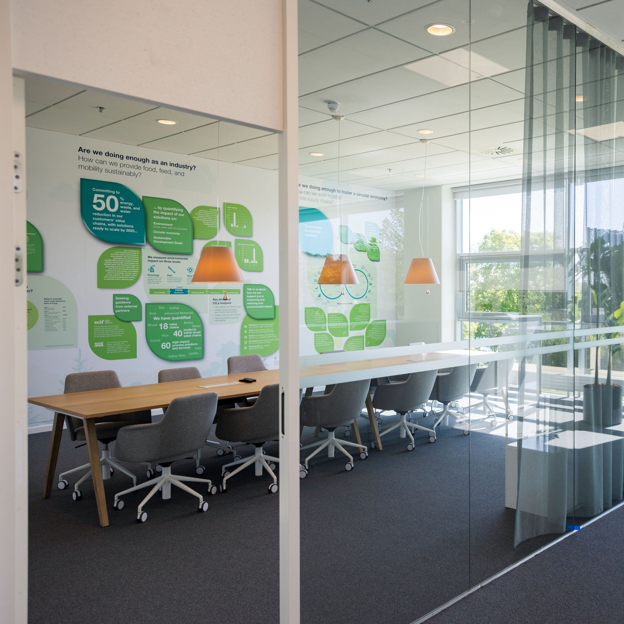 Bühler expert training customers in a well-equipped classroom.