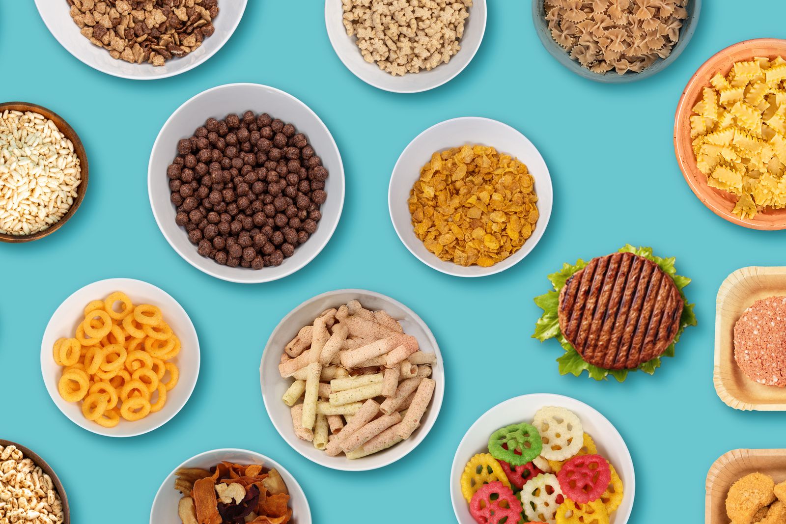 various extruded snacks, cereals, alternative protein, human nutrition solutions