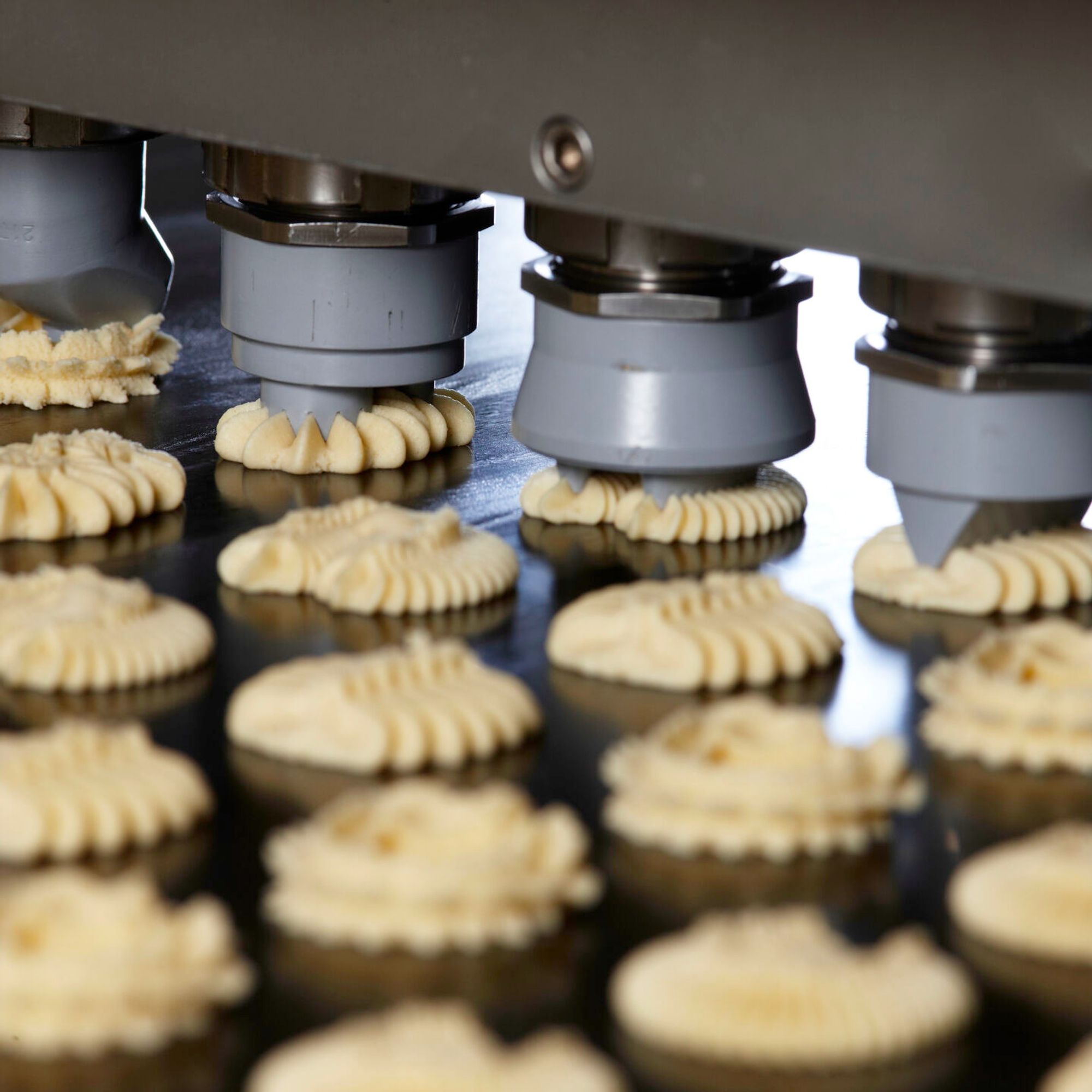 Biscuit wire cutter and depositor in Bühler Denmark's Biscuit Innovation Center