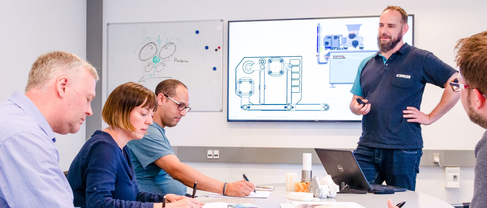 Several colleagues at a training for biscuit machines